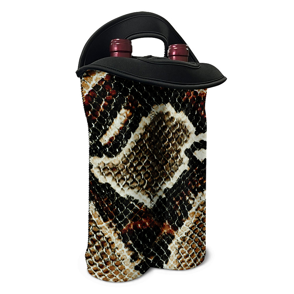Brown And Black Snakeskin Print Double Neoprene Wine Tote