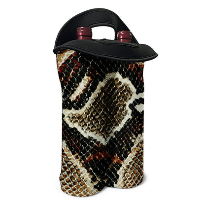 Brown And Black Snakeskin Print Double Neoprene Wine Tote