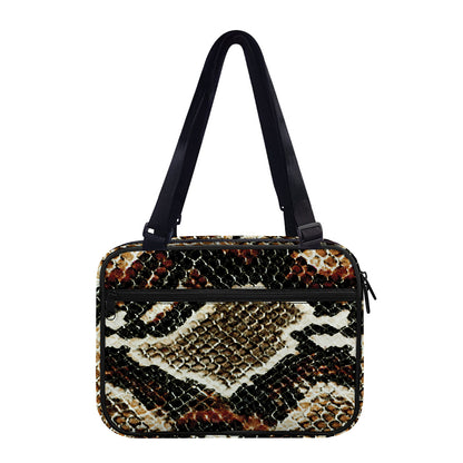 Brown And Black Snakeskin Print Double Strap Bible Bag