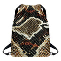 Brown And Black Snakeskin Print Drawstring Backpack