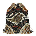 Brown And Black Snakeskin Print Drawstring Bag