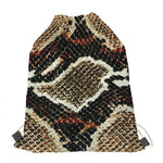 Brown And Black Snakeskin Print Drawstring Bag