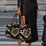 Brown And Black Snakeskin Print Duffle Bag