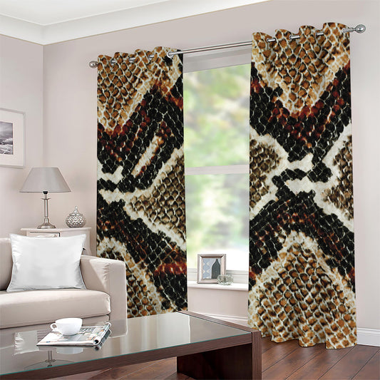 Brown And Black Snakeskin Print Extra Wide Grommet Curtains