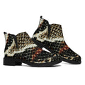 Brown And Black Snakeskin Print Flat Ankle Boots