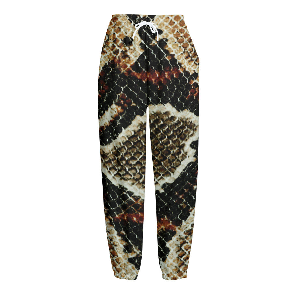 Brown And Black Snakeskin Print Fleece Lined Knit Pants