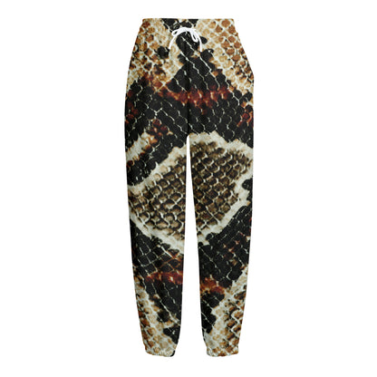 Brown And Black Snakeskin Print Fleece Lined Knit Pants