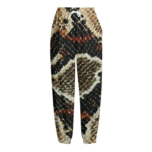 Brown And Black Snakeskin Print Fleece Lined Knit Pants