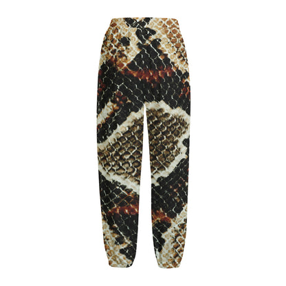 Brown And Black Snakeskin Print Fleece Lined Knit Pants