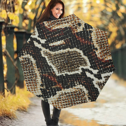 Brown And Black Snakeskin Print Foldable Umbrella