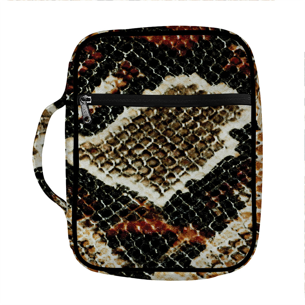 Brown And Black Snakeskin Print Front Pocket Bible Bag