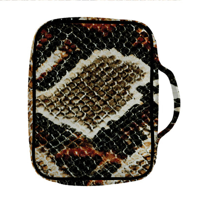 Brown And Black Snakeskin Print Front Pocket Bible Bag