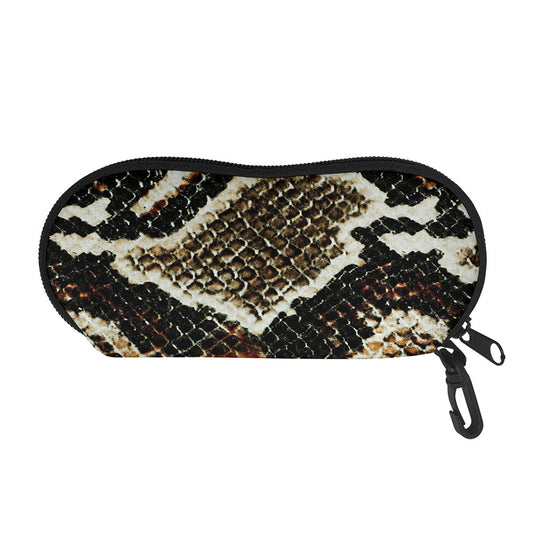 Brown And Black Snakeskin Print Glasses Case