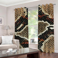 Brown And Black Snakeskin Print Grommet Curtains
