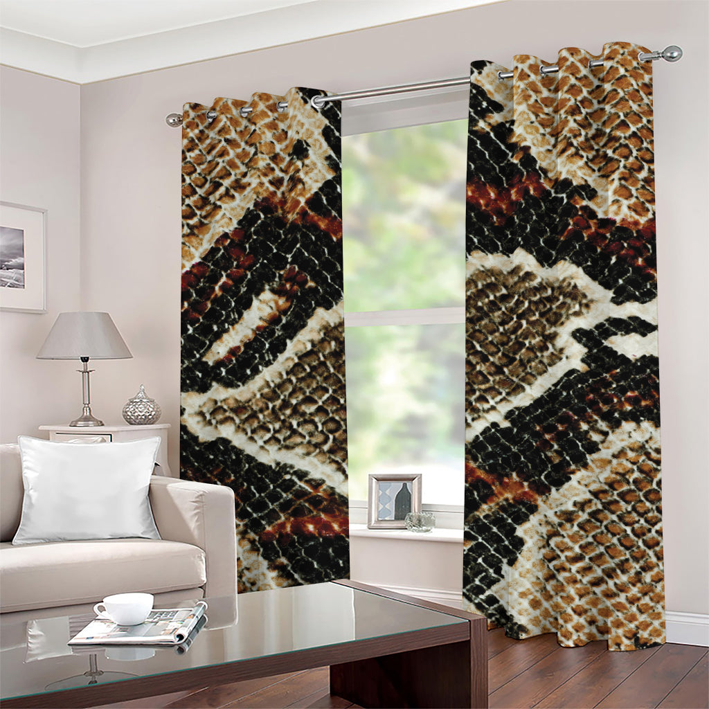 Brown And Black Snakeskin Print Grommet Curtains