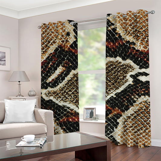 Brown And Black Snakeskin Print Grommet Curtains