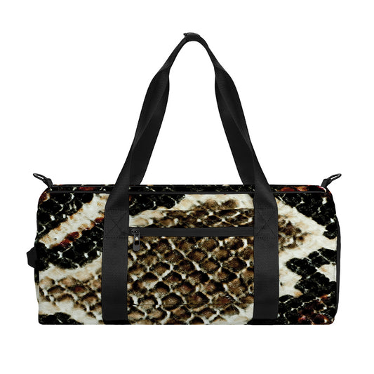 Brown And Black Snakeskin Print Gym Bag