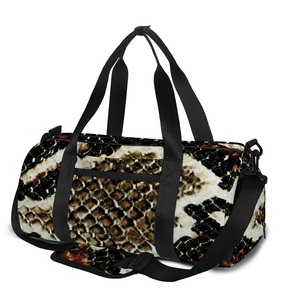 Brown And Black Snakeskin Print Gym Bag