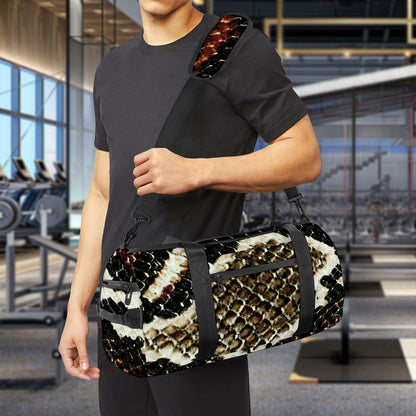 Brown And Black Snakeskin Print Gym Bag
