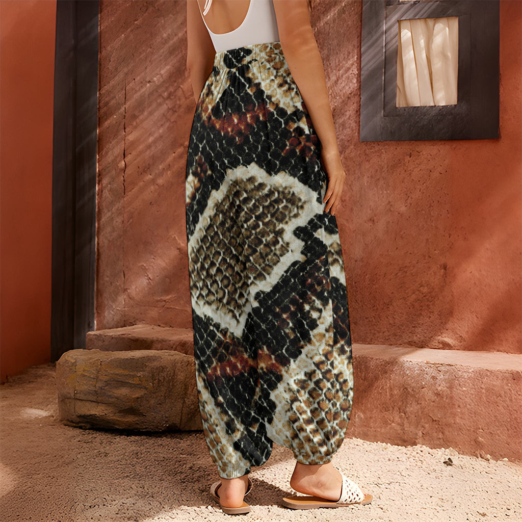 Brown And Black Snakeskin Print Harem Pants