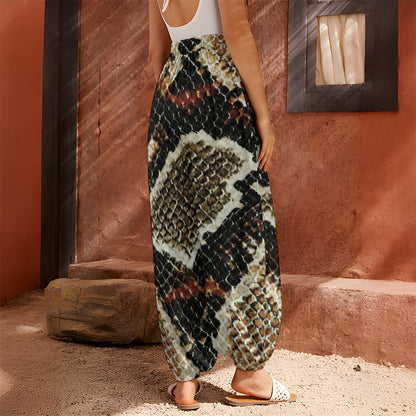 Brown And Black Snakeskin Print Harem Pants