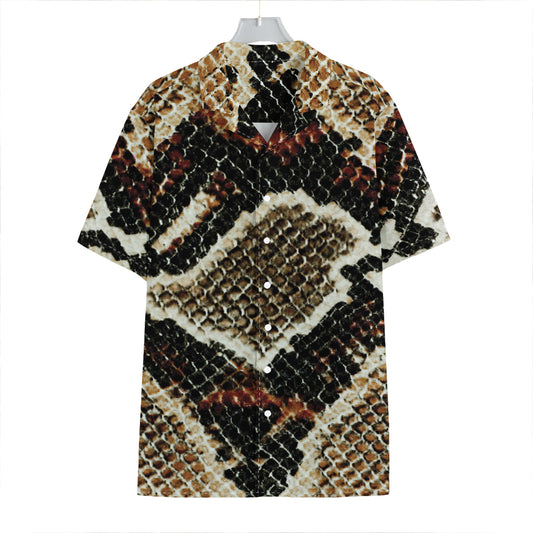 Brown And Black Snakeskin Print Hawaiian Shirt