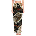 Brown And Black Snakeskin Print High Slit Maxi Skirt