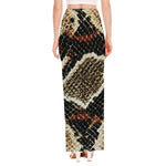 Brown And Black Snakeskin Print High Slit Maxi Skirt