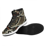 Brown And Black Snakeskin Print High Top Leather Sneakers