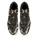 Brown And Black Snakeskin Print High Top Leather Sneakers
