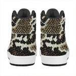 Brown And Black Snakeskin Print High Top Leather Sneakers