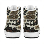 Brown And Black Snakeskin Print High Top Leather Sneakers