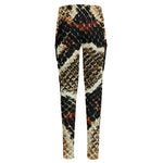 Brown And Black Snakeskin Print High-Waisted Pocket Leggings