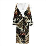 Brown And Black Snakeskin Print Hooded Bathrobe