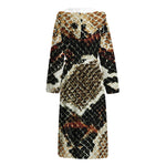 Brown And Black Snakeskin Print Hooded Bathrobe