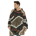 Brown And Black Snakeskin Print Hoodie Blanket