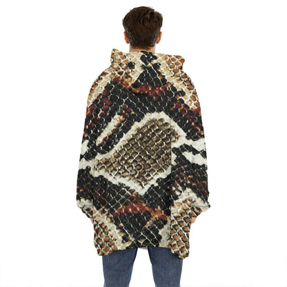 Brown And Black Snakeskin Print Hoodie Blanket