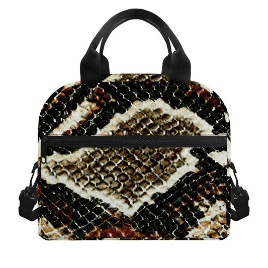 Brown And Black Snakeskin Print Insulated Lunch Bag