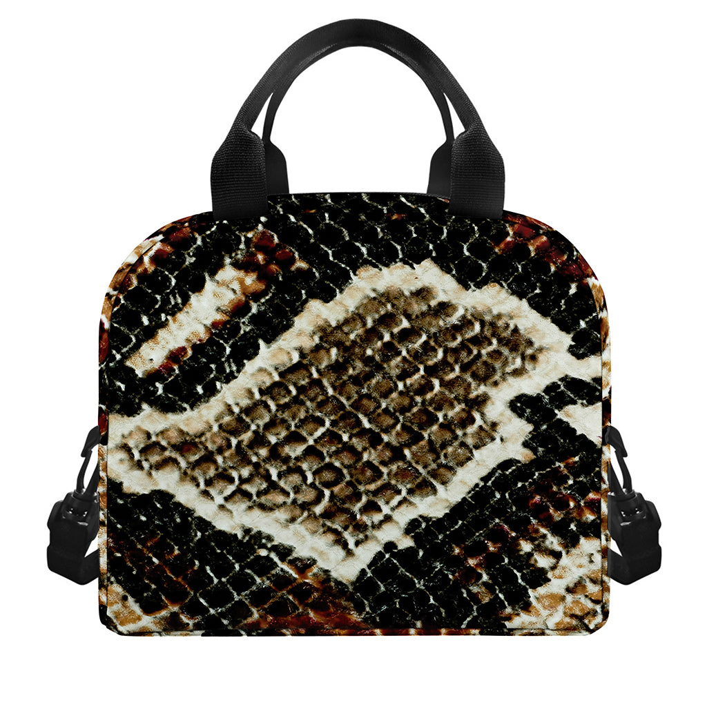 Brown And Black Snakeskin Print Insulated Lunch Bag