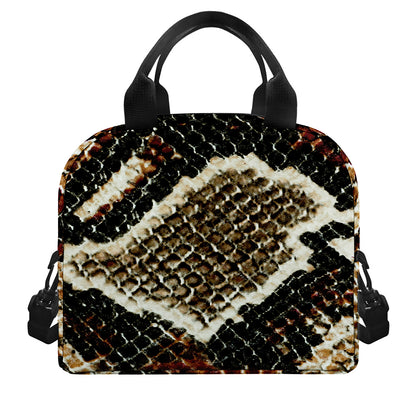 Brown And Black Snakeskin Print Insulated Lunch Bag
