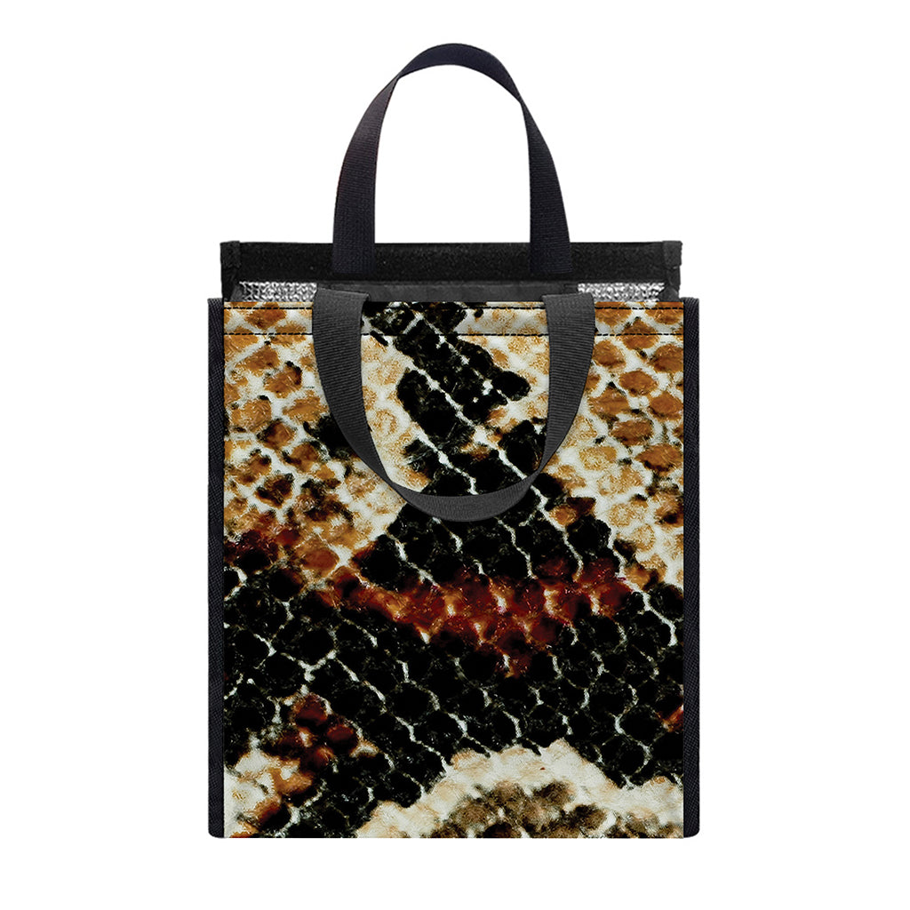 Brown And Black Snakeskin Print Insulated Lunch Tote