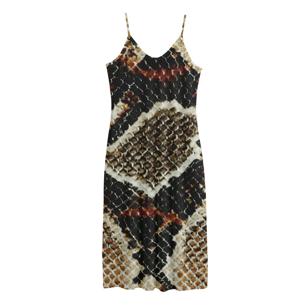Brown And Black Snakeskin Print Jersey Midi Cami Dress