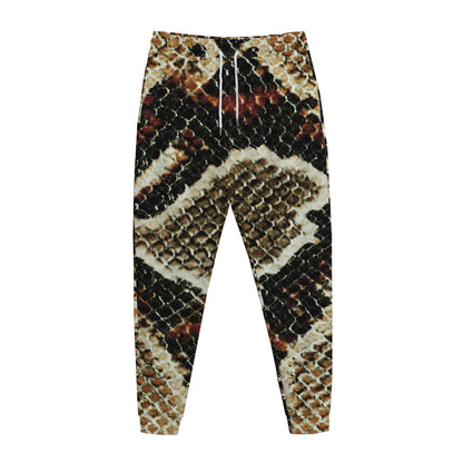 Brown And Black Snakeskin Print Jogger Pants