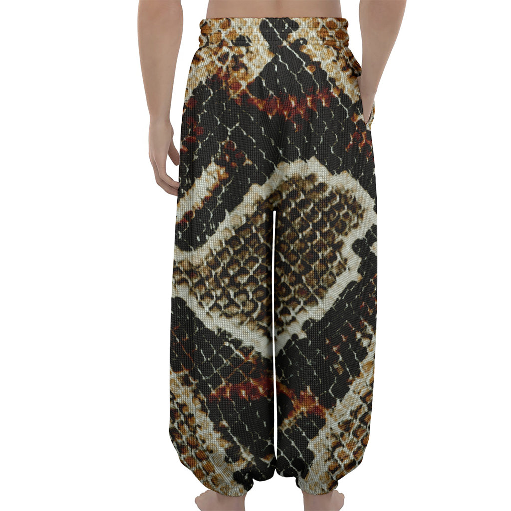Brown And Black Snakeskin Print Lantern Pants