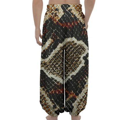 Brown And Black Snakeskin Print Lantern Pants