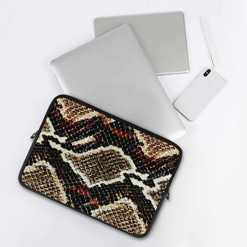 Brown And Black Snakeskin Print Laptop Sleeve