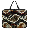 Brown And Black Snakeskin Print Laptop Sleeve With Handle