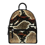 Brown And Black Snakeskin Print Leather Backpack