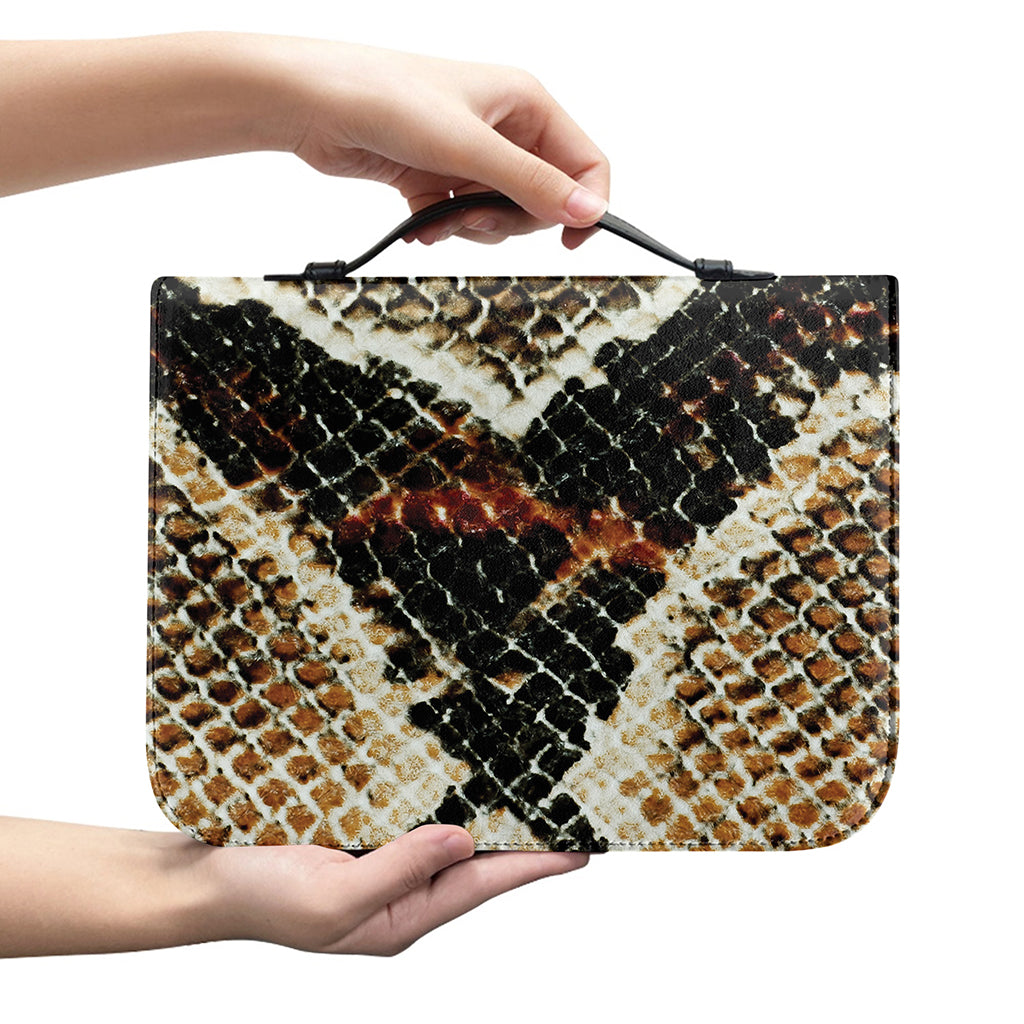 Brown And Black Snakeskin Print Leather Bible Cover