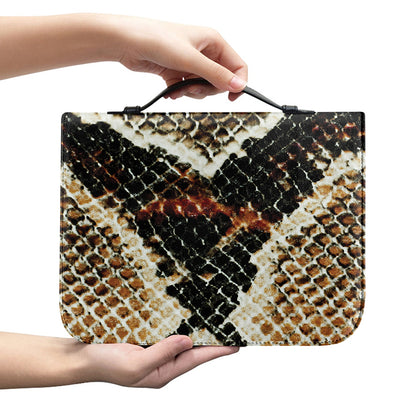 Brown And Black Snakeskin Print Leather Bible Cover